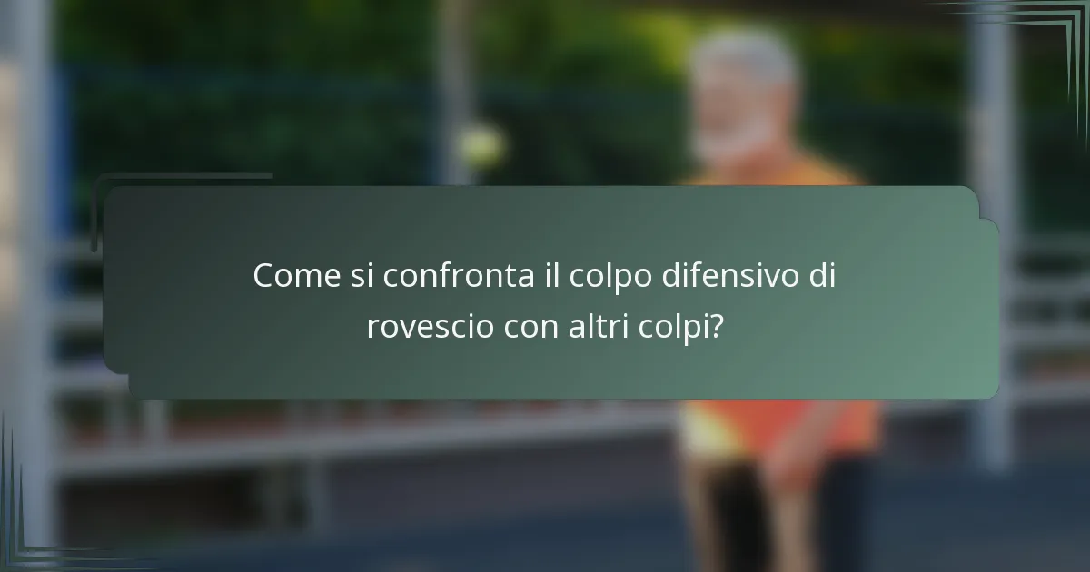 Come si confronta il colpo difensivo di rovescio con altri colpi?