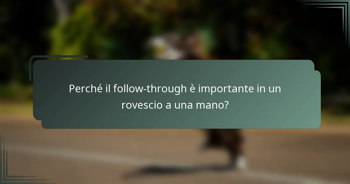 Perché il follow-through è importante in un rovescio a una mano?
