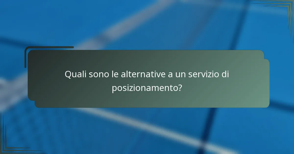 Quali sono le alternative a un servizio di posizionamento?